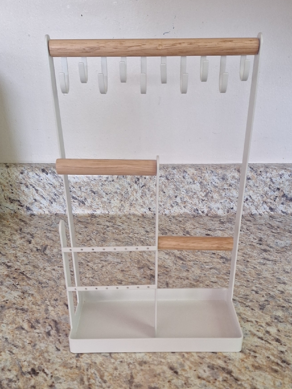 Minimalist White and Wood Jewelry Organizer Stand